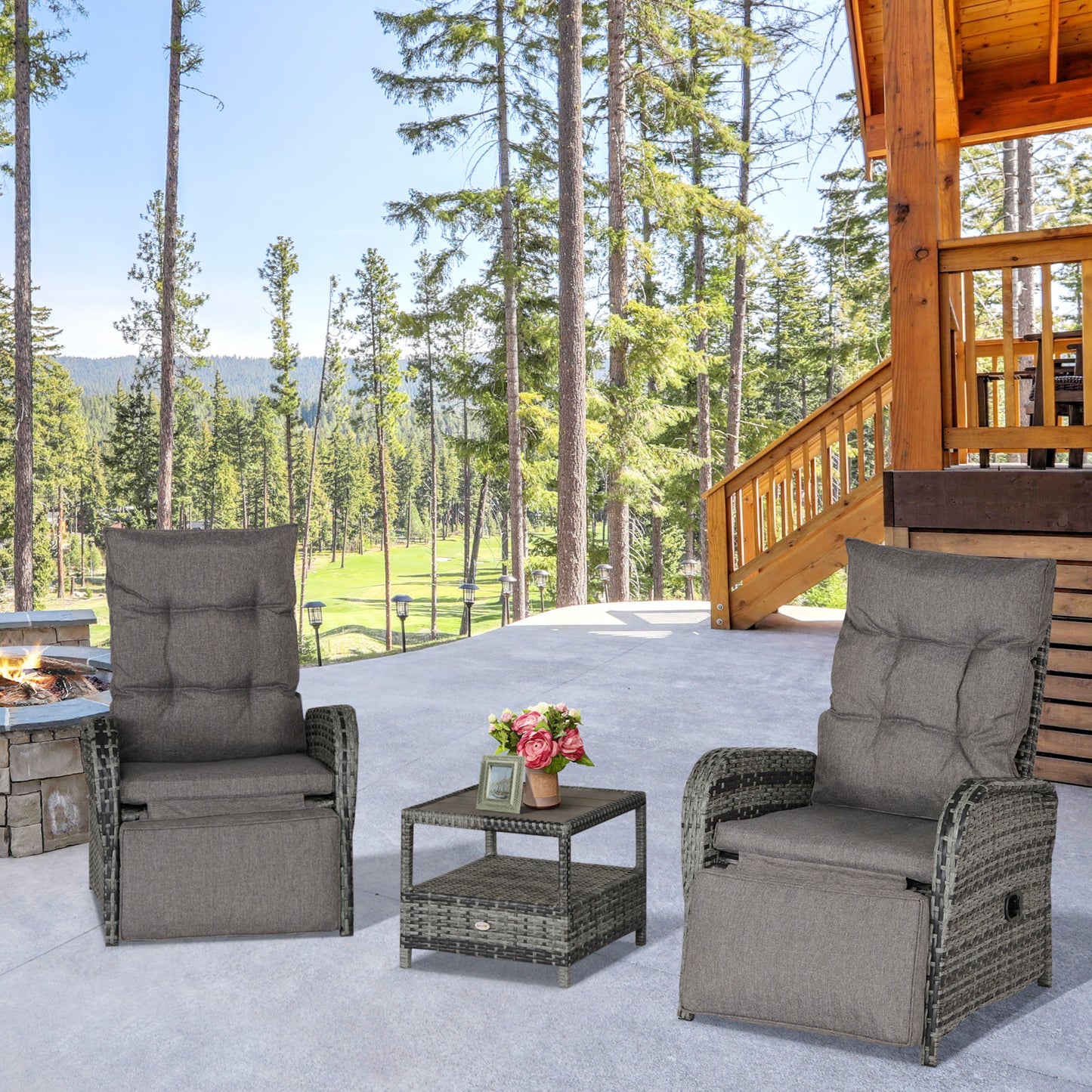 2 Seater Patio Wicker No installation Chaise Lounge Sofa Set