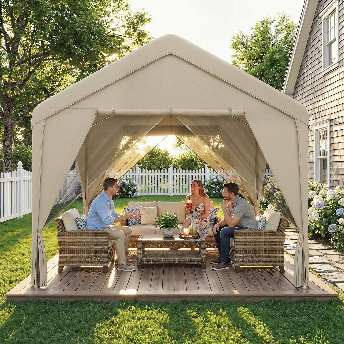3 x 3 m Patio Gazebo with Netting & Curtains