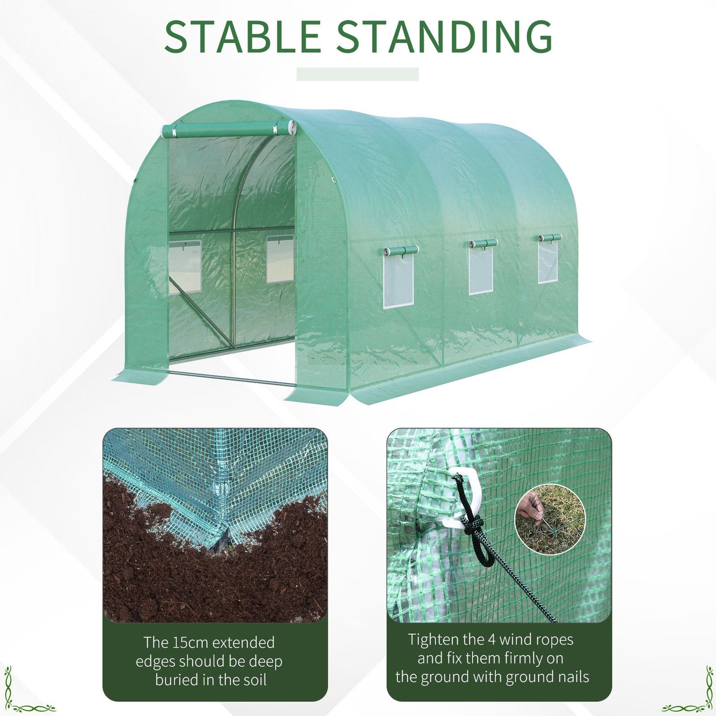 4 x 2 x 2 m Polytunnel Greenhouse with Roll-up Door