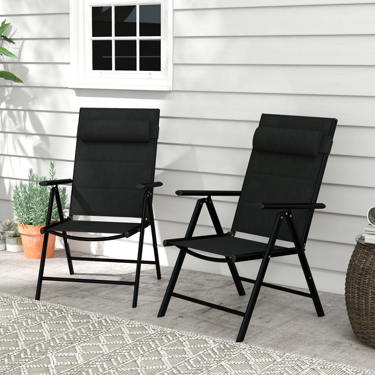 Set of Two Padded Garden Chairs