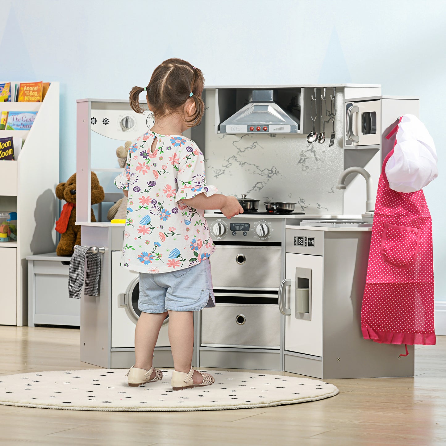 Toy Kitchen with Running Water, Lights, Sounds, Apron and Chef Hat