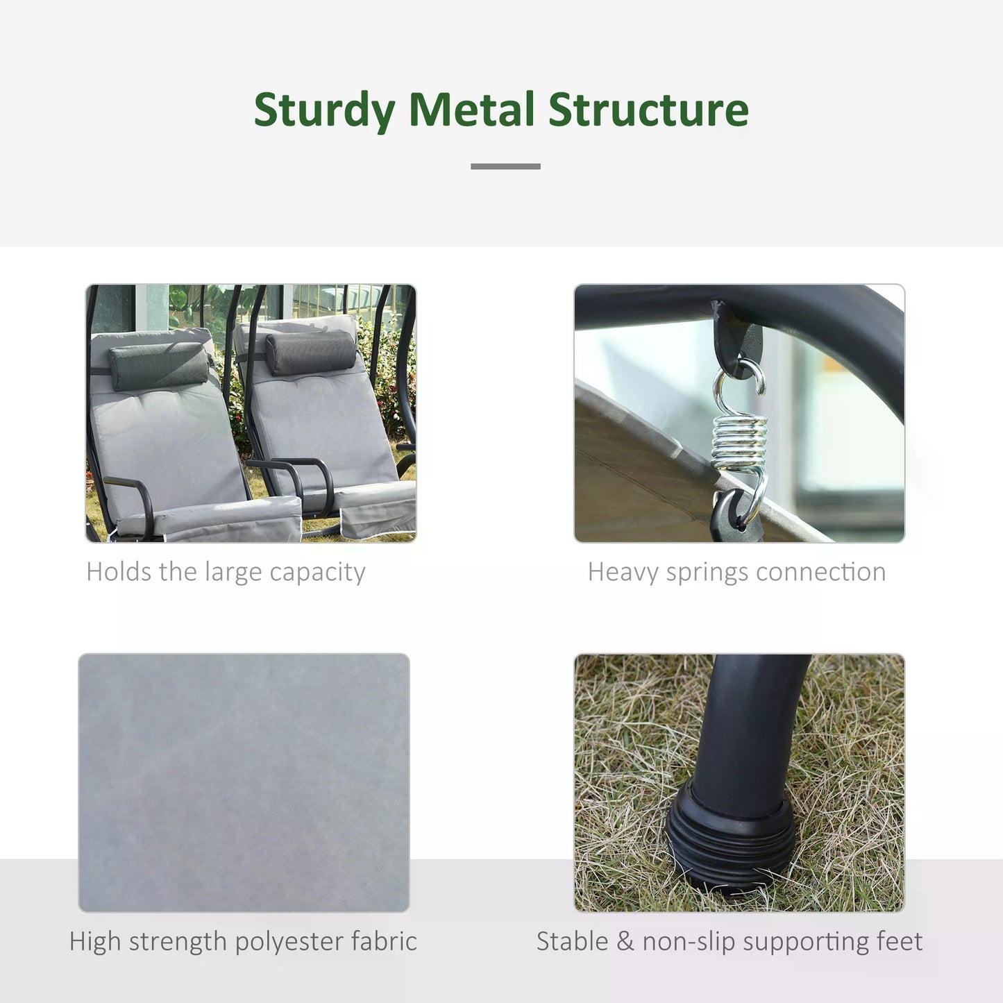 Canopy Swing 2 Separate Relax Chairs w/ Handrails and Removable Canopy