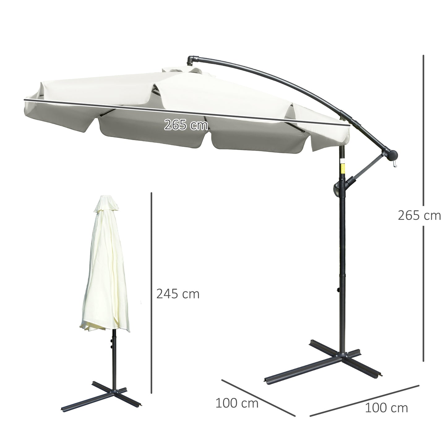 2.7m Garden Banana Parasol Cantilever Umbrella with Crank Handle