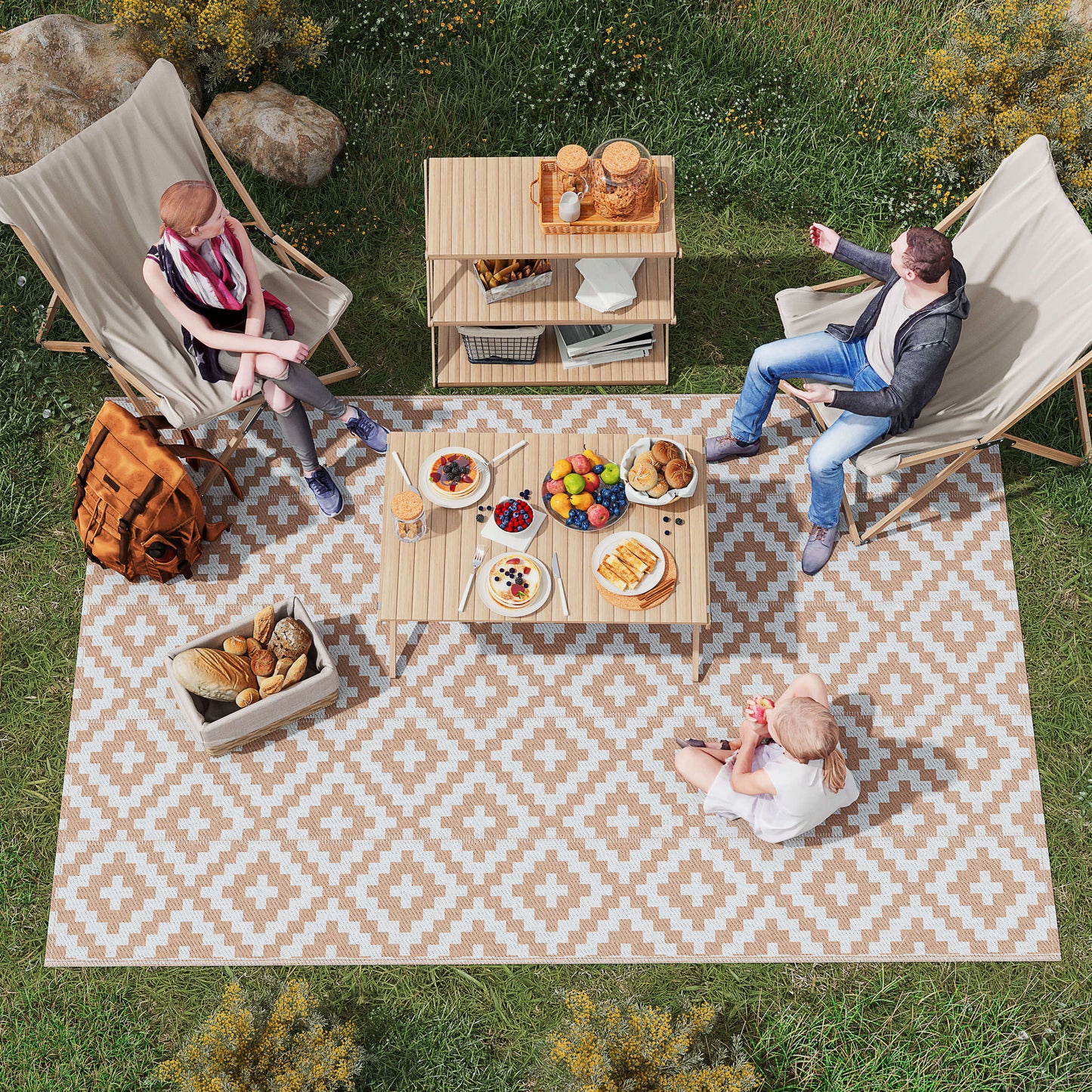 Reversible Outdoor RV Rug, Patio Floor Mat