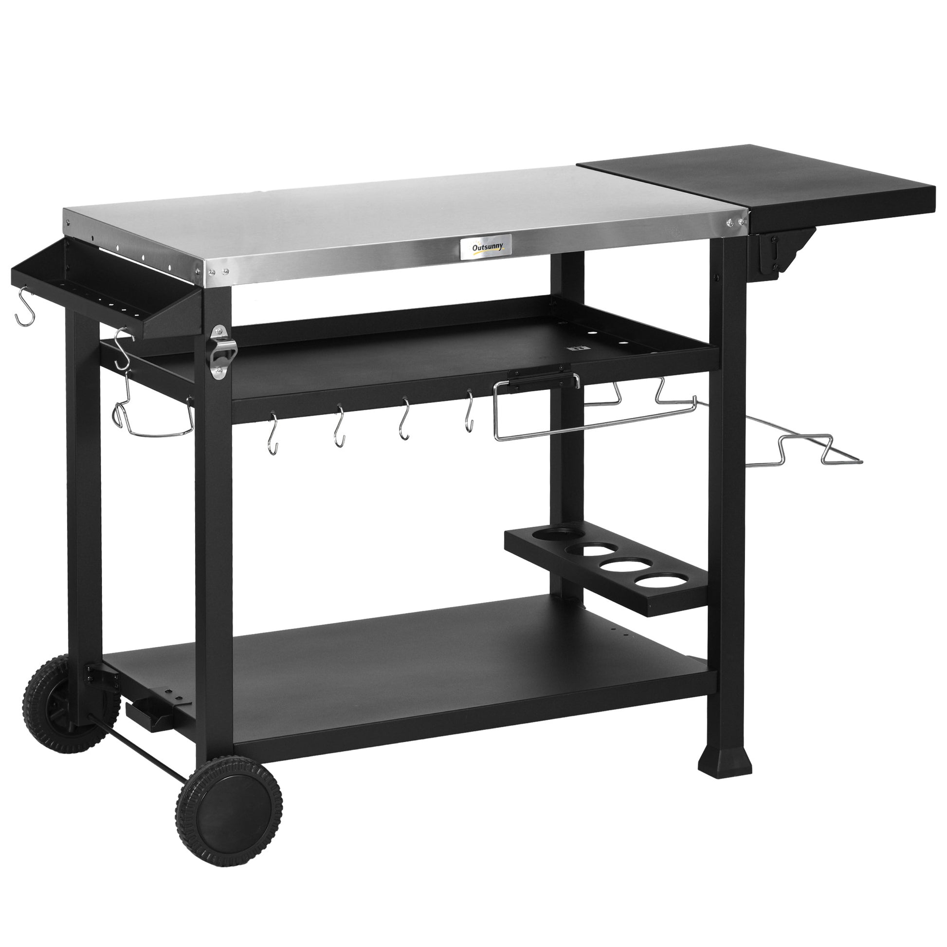 Multi-Feature BBQ Grill Table, with Stainless Steel Top