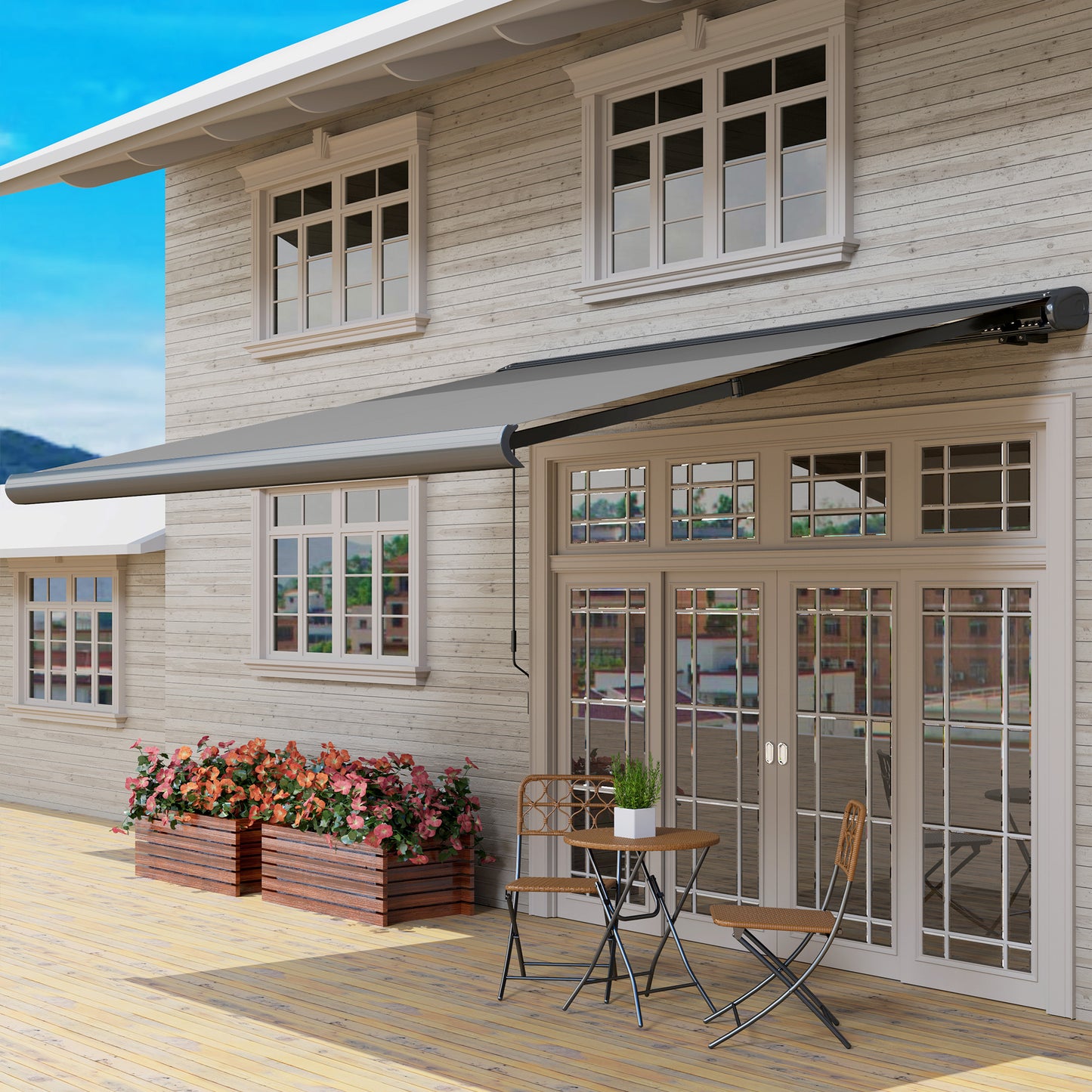 3.5 x 3 m Electric Awning, Aluminium Frame DIY Retractable Awning