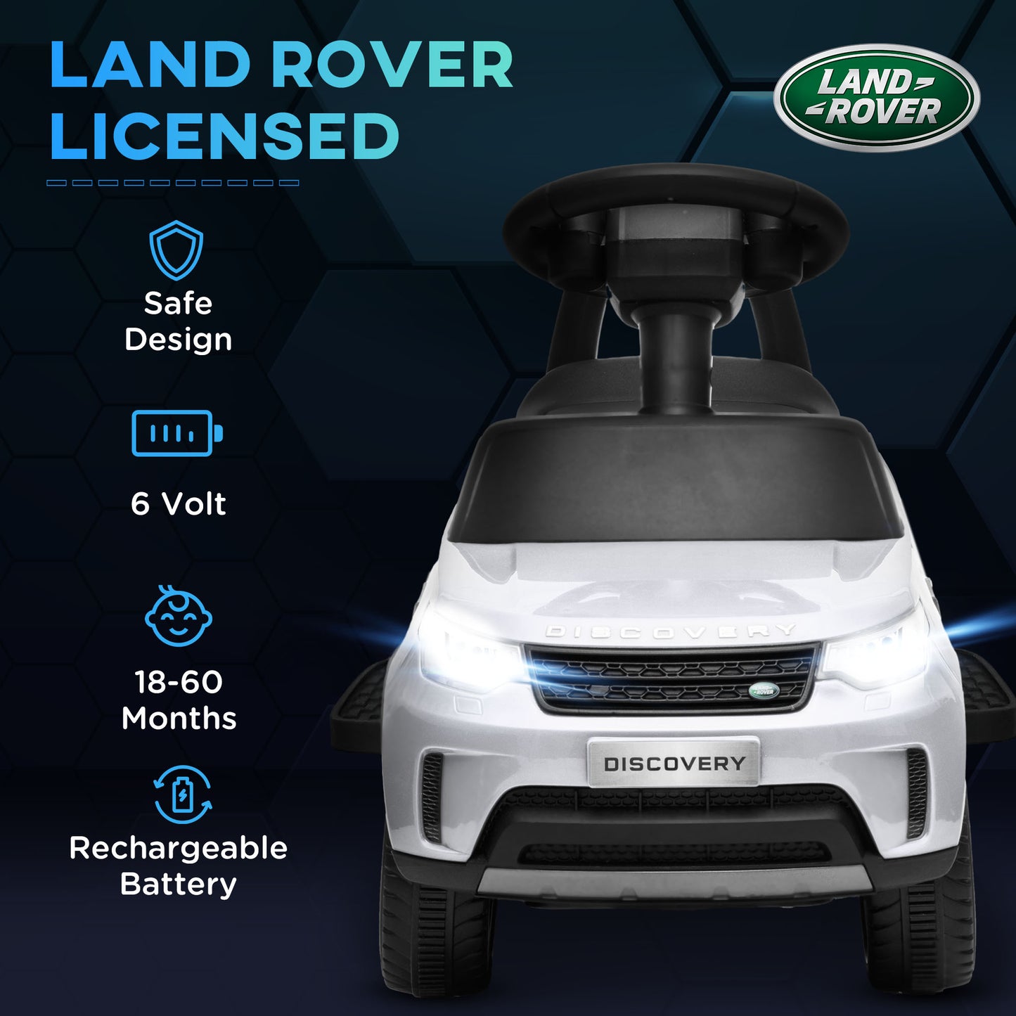 2-in-1 Land Rover Licensed 6V Kids Electric Ride On Car