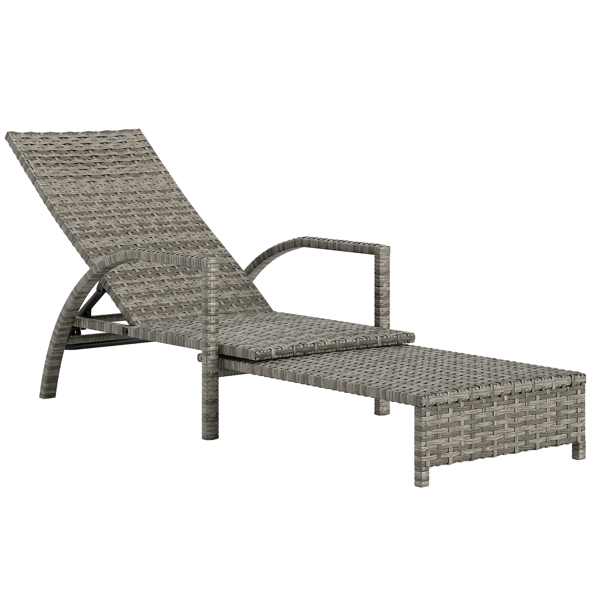 Reclining Rattan Lounger, with Extending Footrest