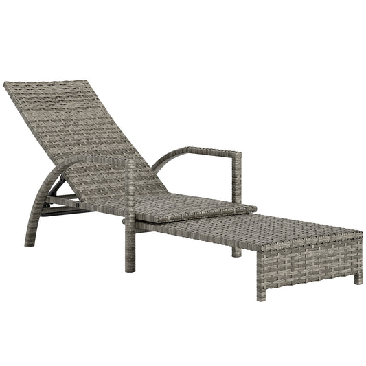 Reclining Rattan Lounger, with Extending Footrest