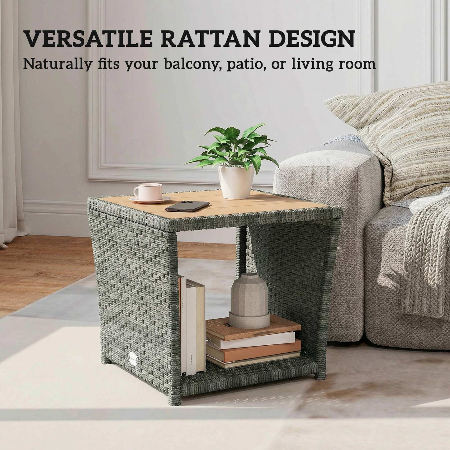 Side Table 2-Tier Outdoor Coffee Table (2)