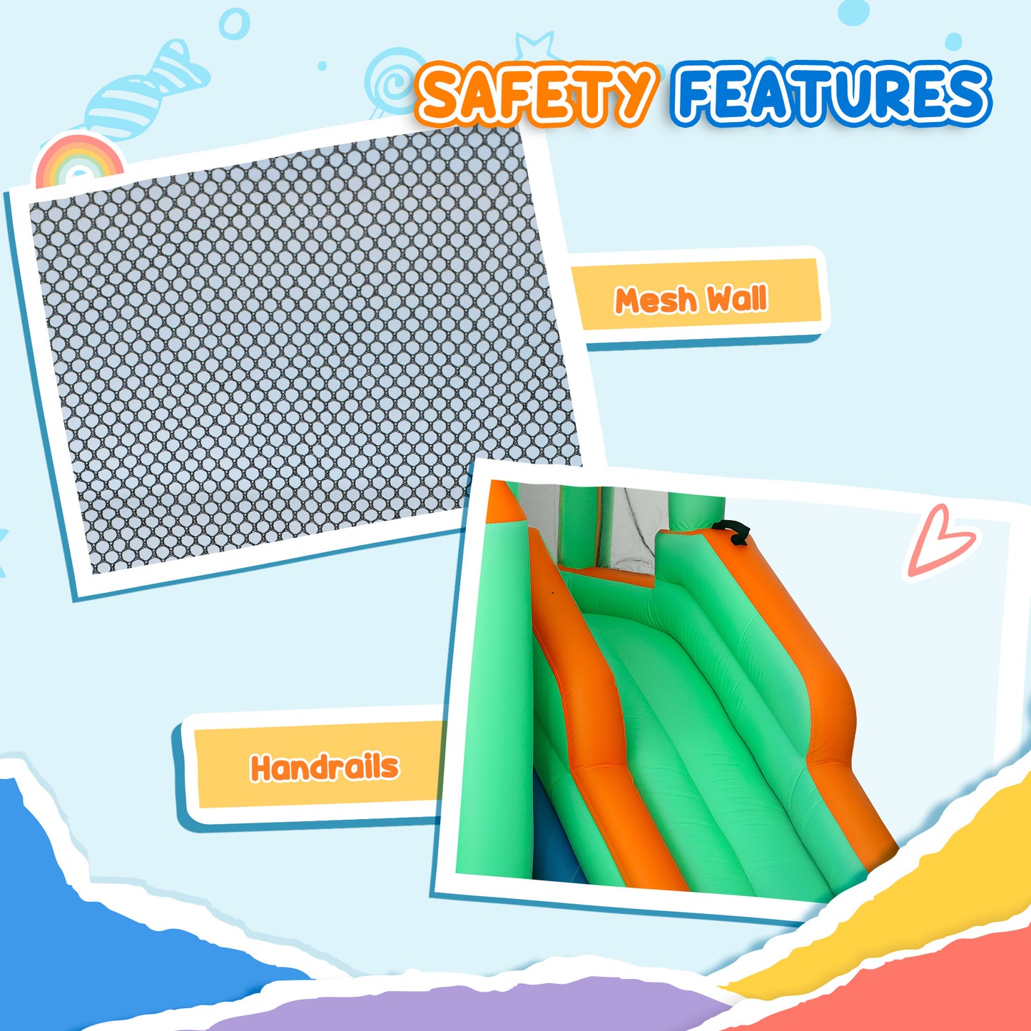 8 in 1 Inflatable Bounce House with 550W Blower, Slide, 2 Pools