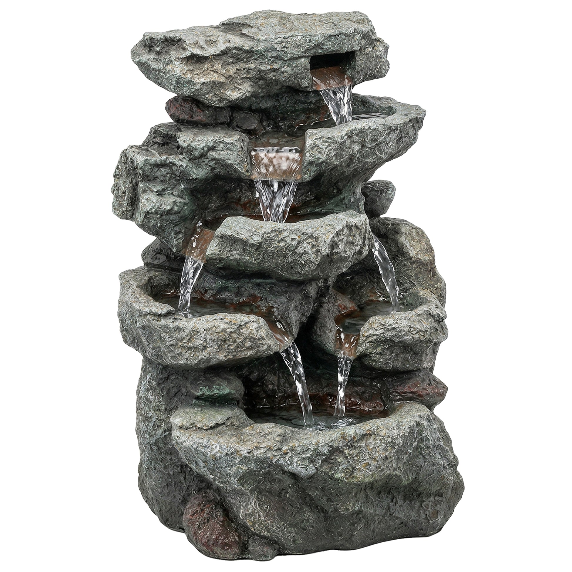 Outdoor Fountain with 6-Tier Rock Design