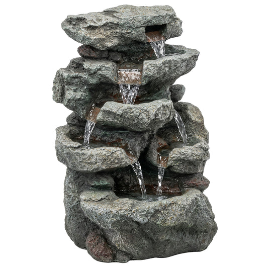 Outdoor Fountain with 6-Tier Rock Design