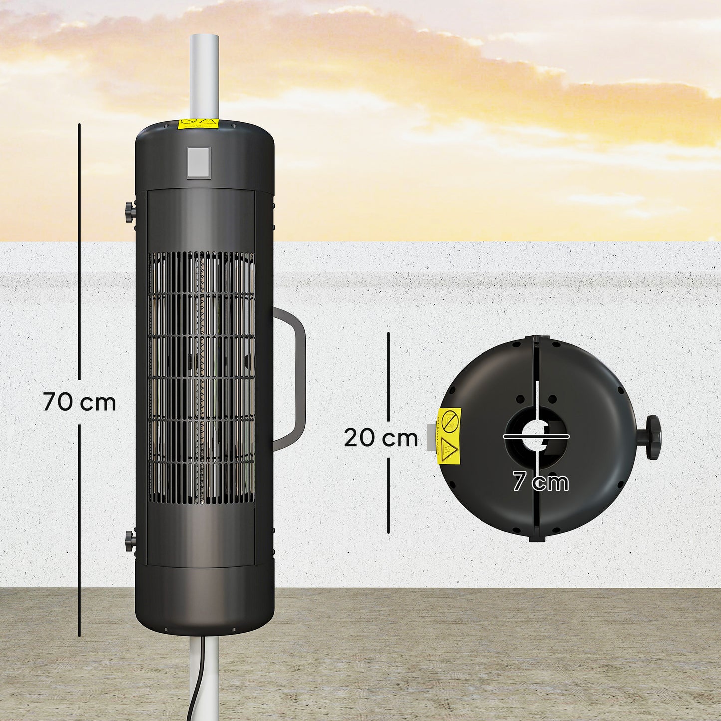 Patio Parasol Heater, Electric Umbrella Mounted Heater