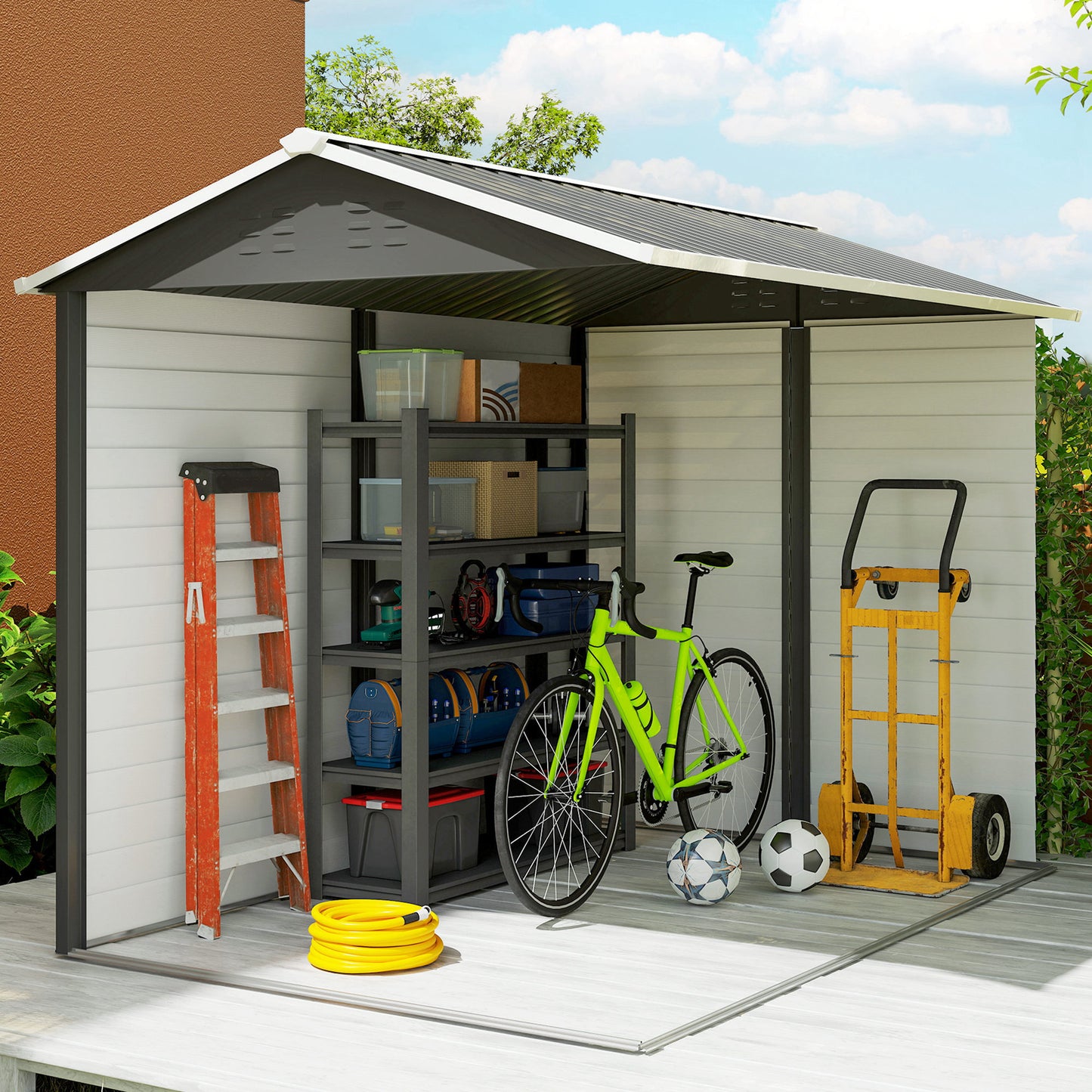9x 6FT Metal Outdoor Garden Shed