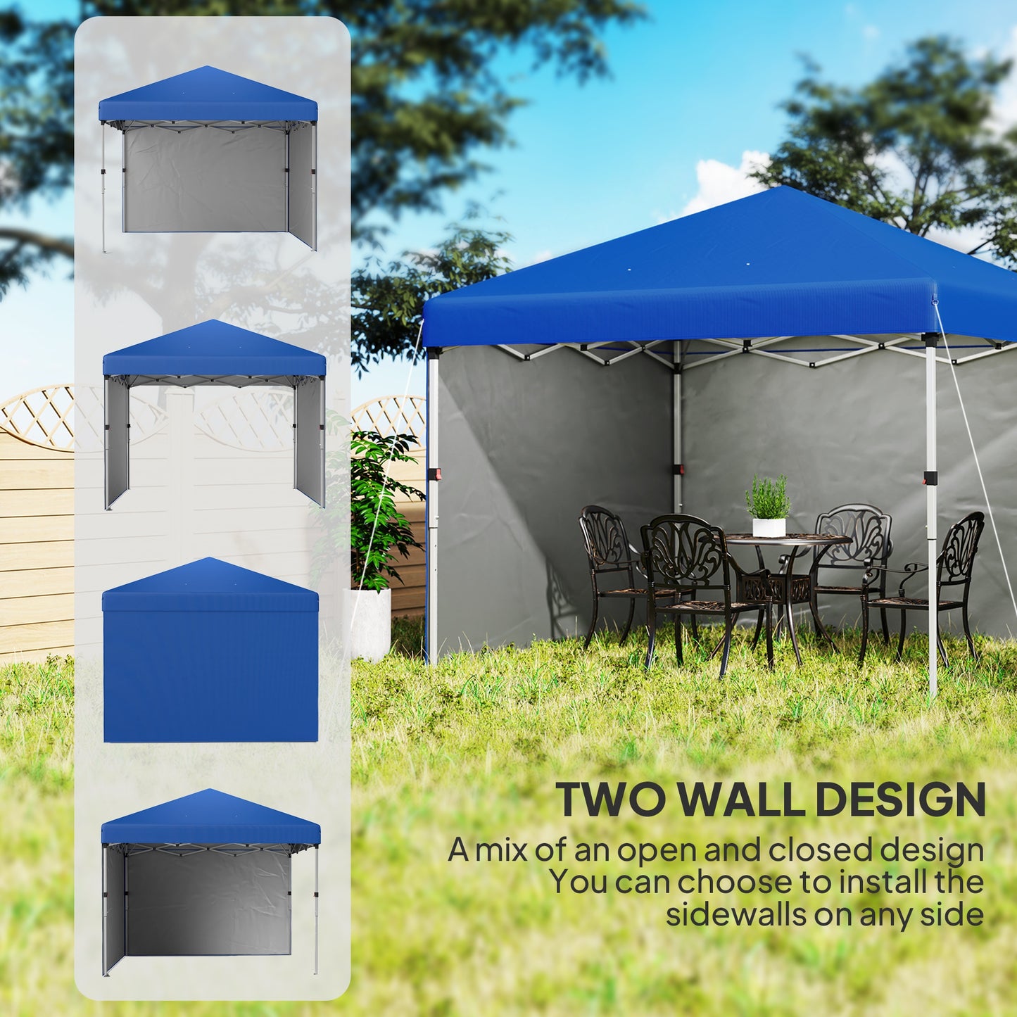 3 x 3 (M) Pop Up Gazebo, UPF 30+ with 2 Sidewalls