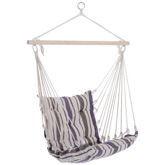 Outdoor Hanging Rope Chair with Soft Padded Seat & Backrest