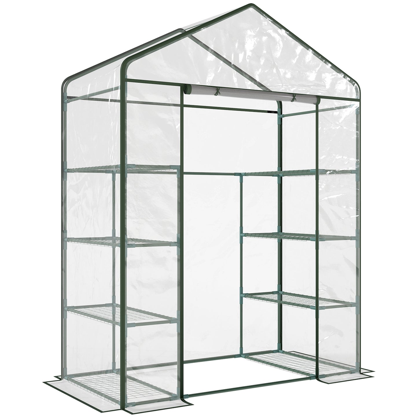 Walk in Greenhouse with 4-Tier 8 Shelves