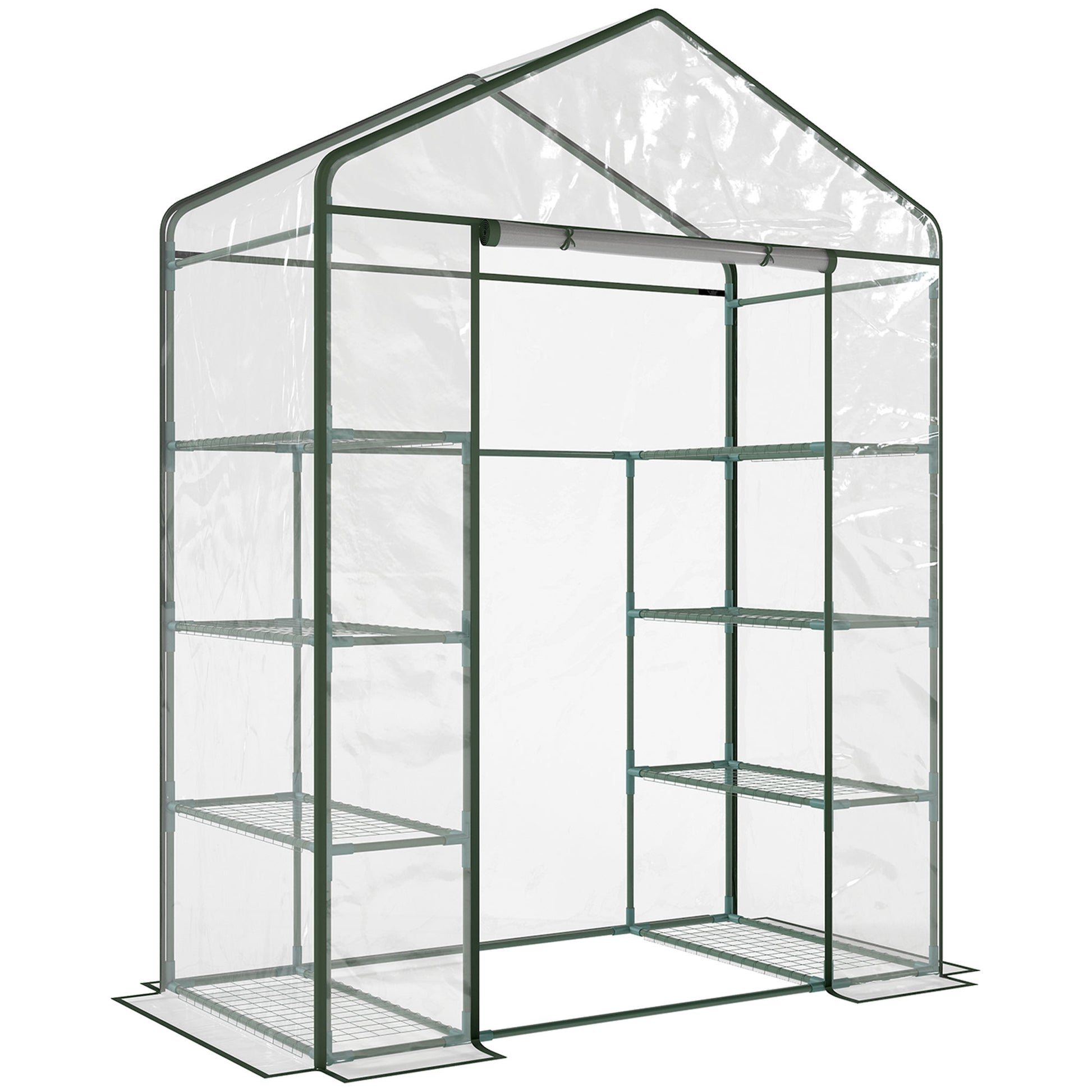 Walk in Greenhouse with 4-Tier 8 Shelves