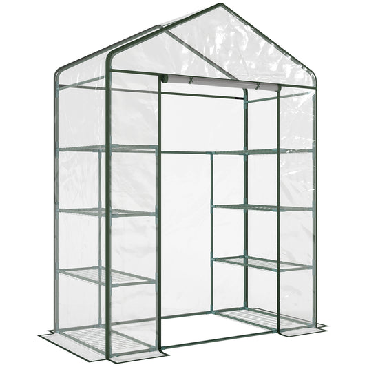 Walk in Greenhouse with 4-Tier 8 Shelves
