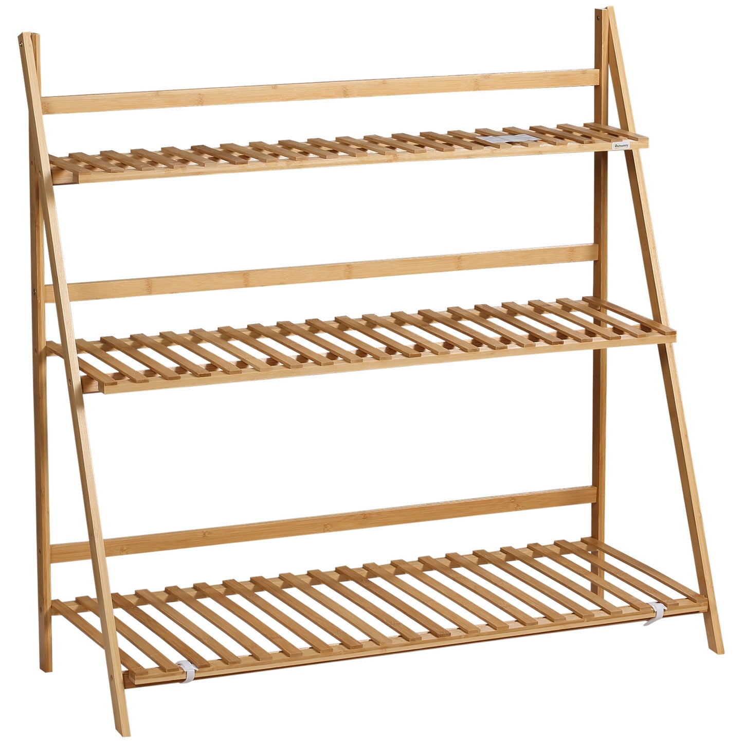 3-Tier Plant Stand, Plant Shelf Rack, Folding Bamboo Display Stand