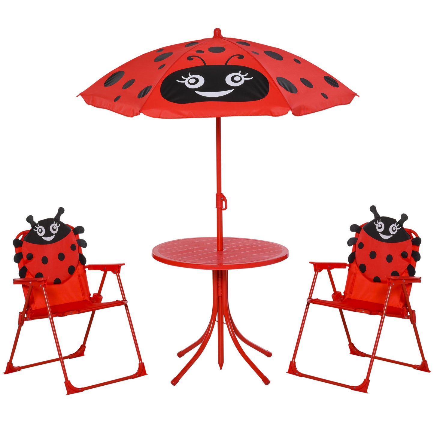 Kids Folding Picnic Table Chair Set w/ Parasol