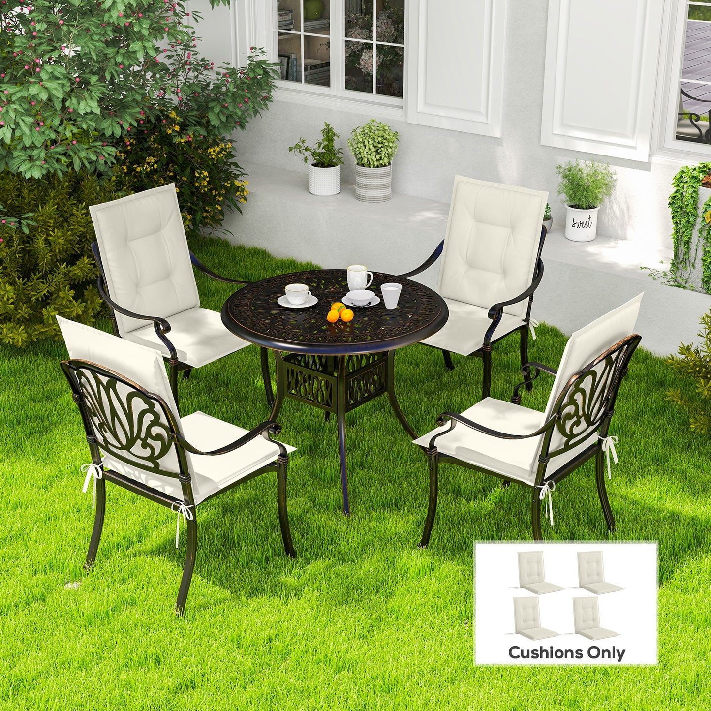 Set of Four Padded Garden Seat Cushions