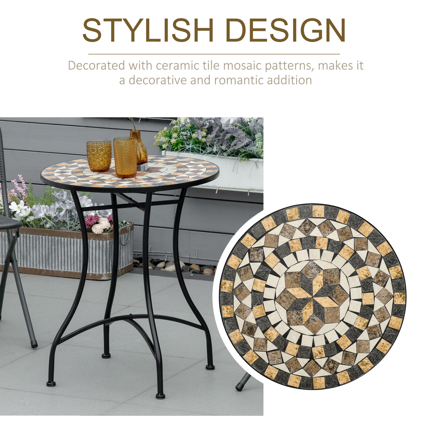 Φ60cm Mosaic Outdoor Patio Table