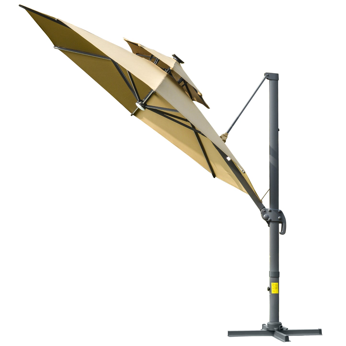 3m Cantilever Parasol with Solar Lights, Power Bank Base 360° Spin