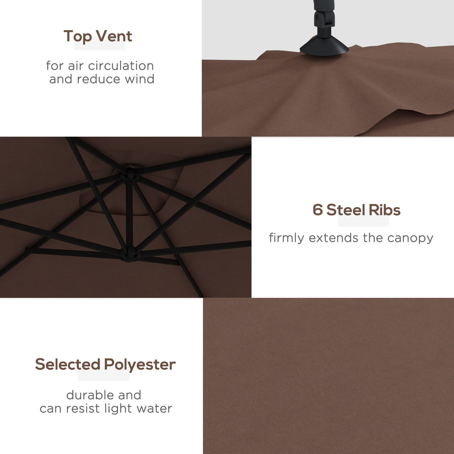 3m Square Canopy Cantilever Parasol, with Cross Base
