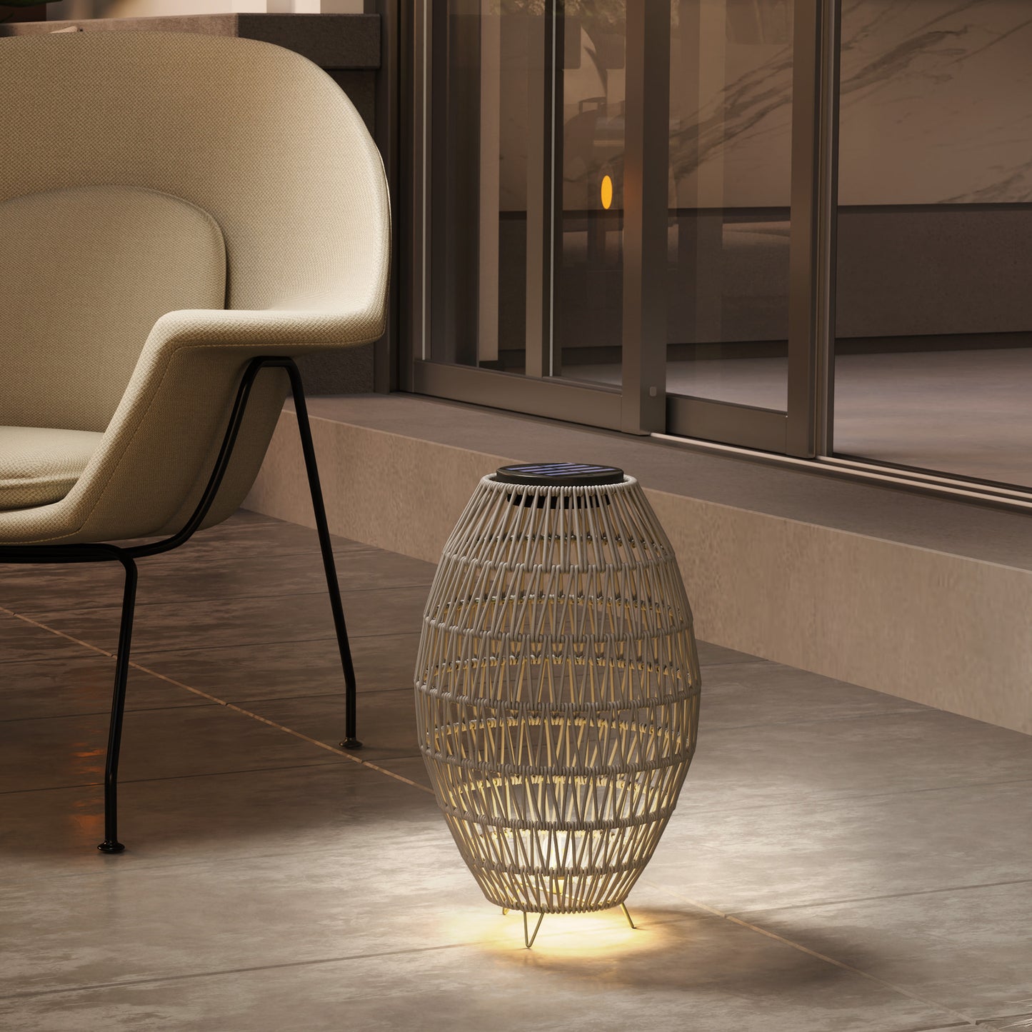 Rattan Solar Lamp, Garden Solar Lantern with Auto On/Off Light