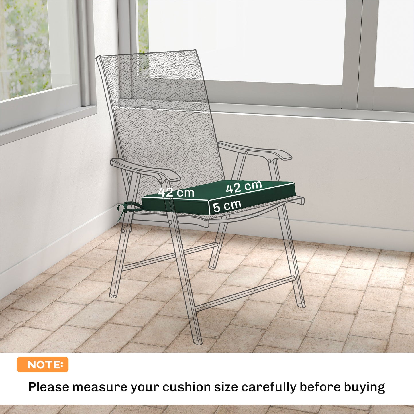 Set of 6 Chair Cushion Seat Pads Dining Chair w/ Straps