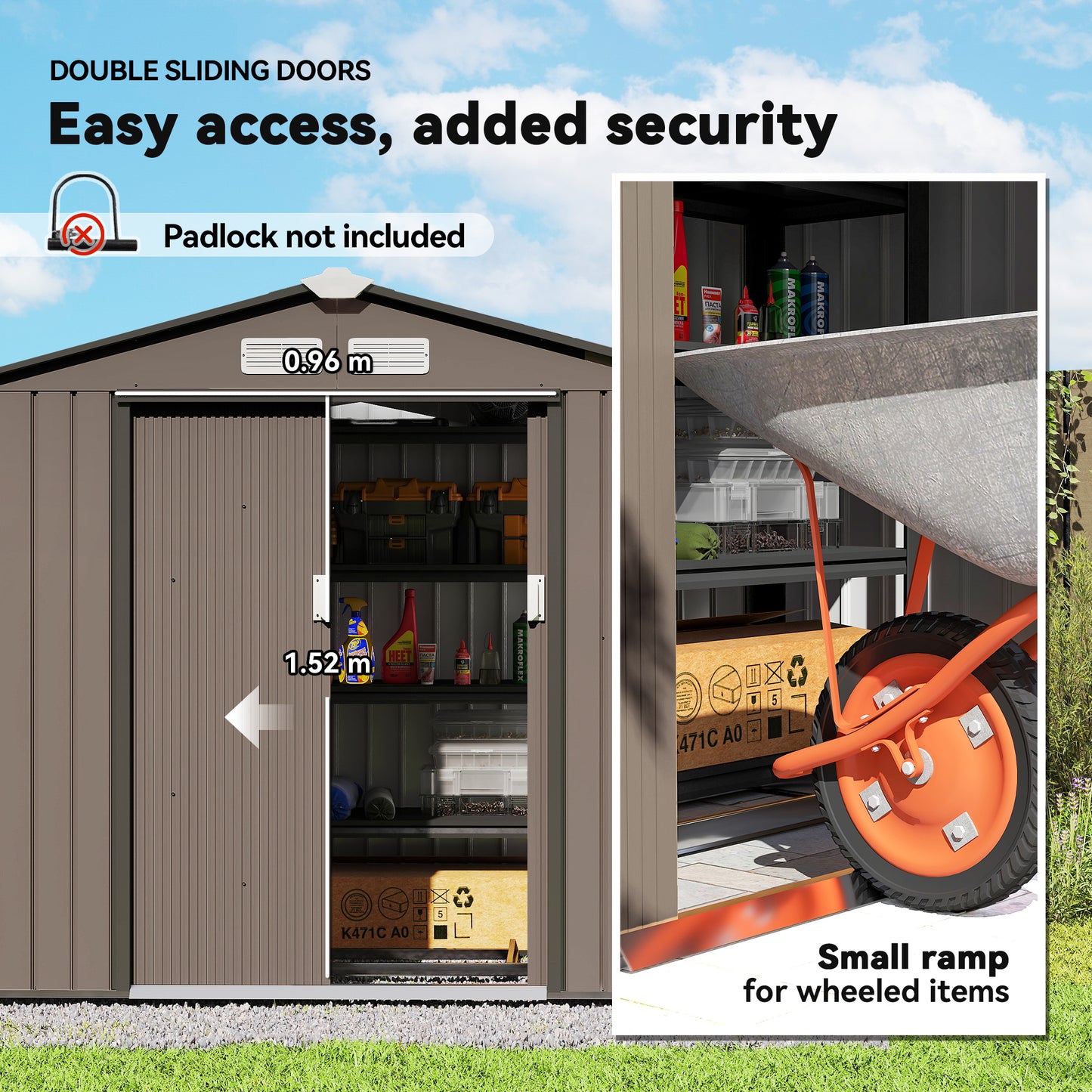 7 x 4ft Metal Garden Shed, Outdoor Storage Tool House (1)