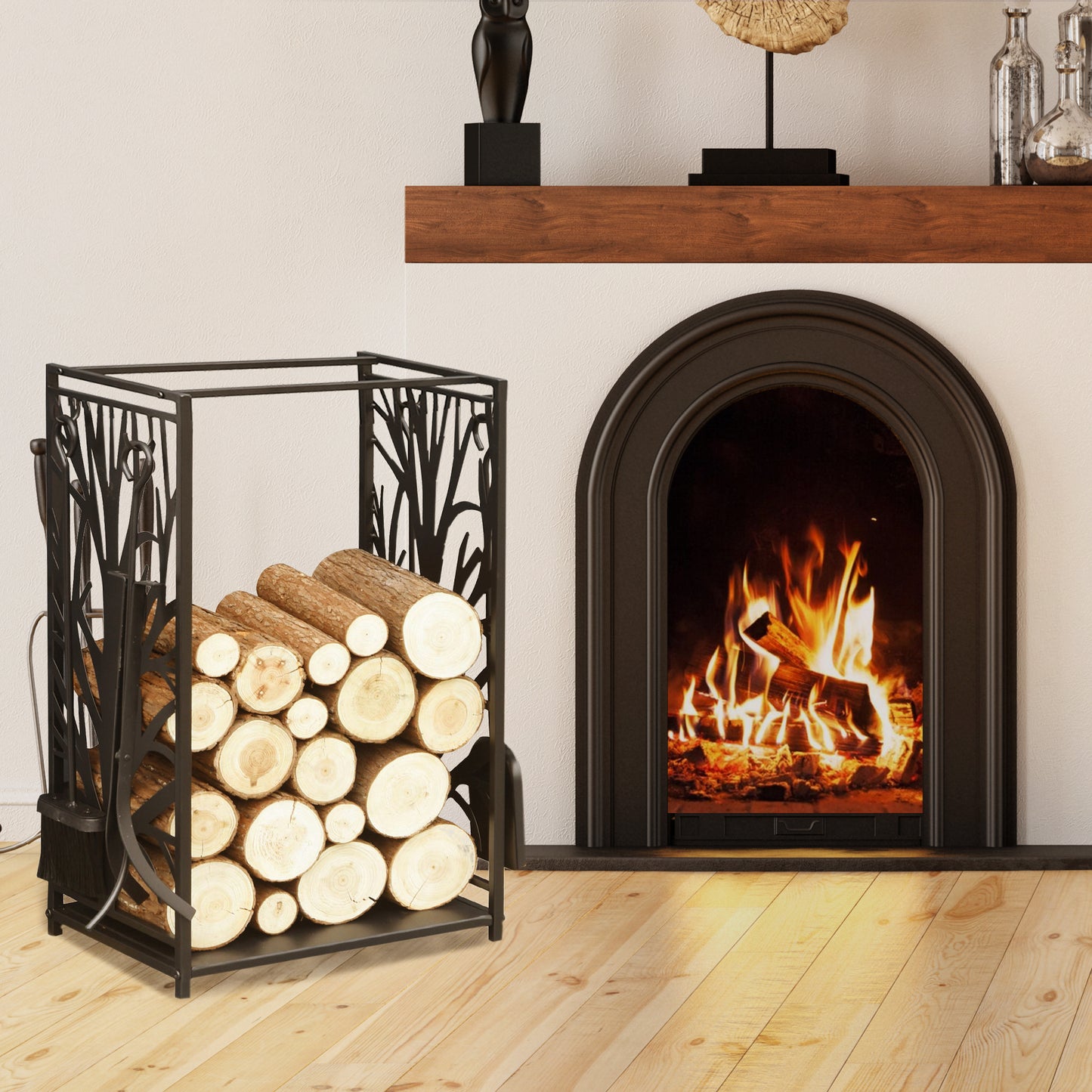 Steel Firewood Log Holder Indoor Outdoor Firewood Rack Fireplace (1)
