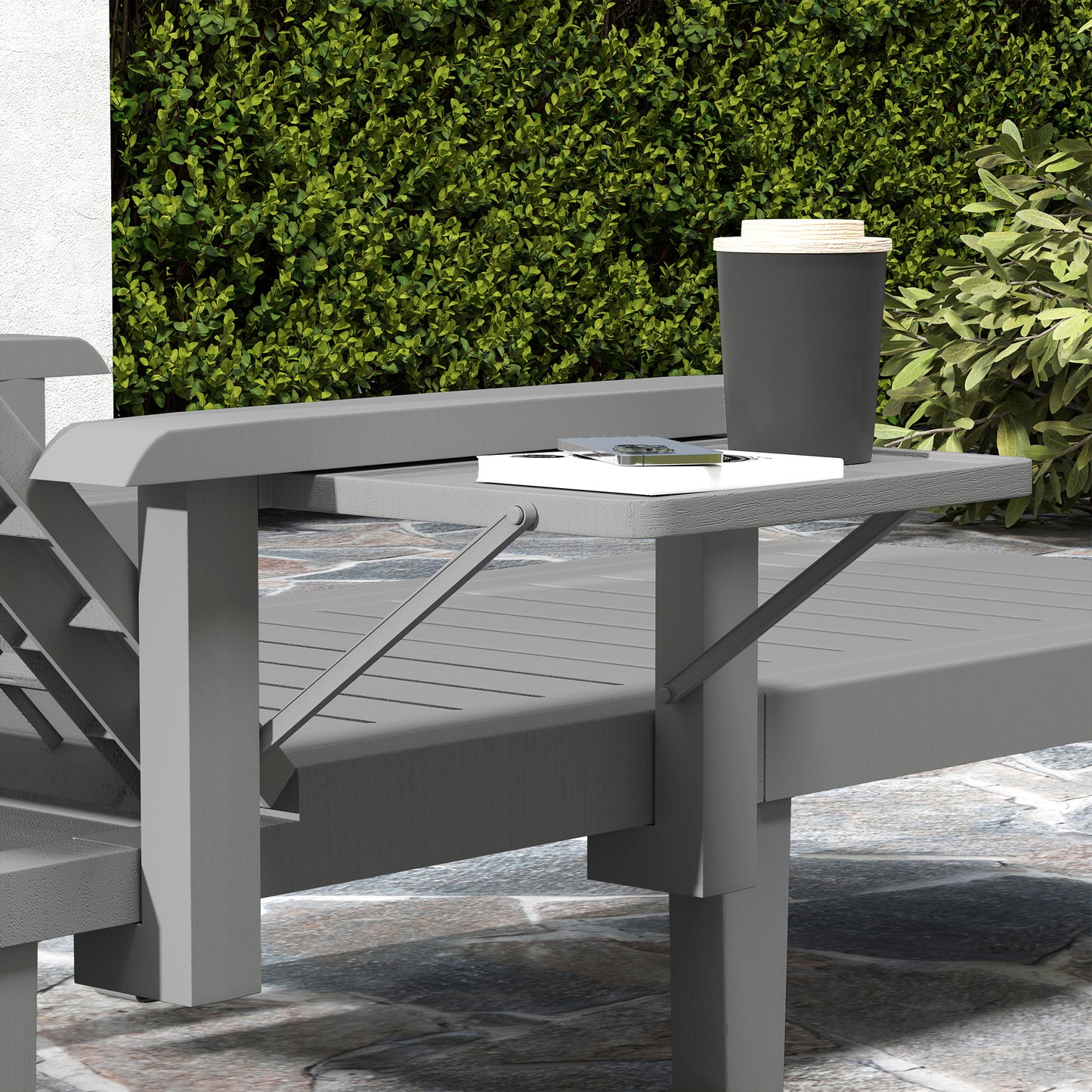 Set of 2 Resin Reclining Sun Loungers for Garden