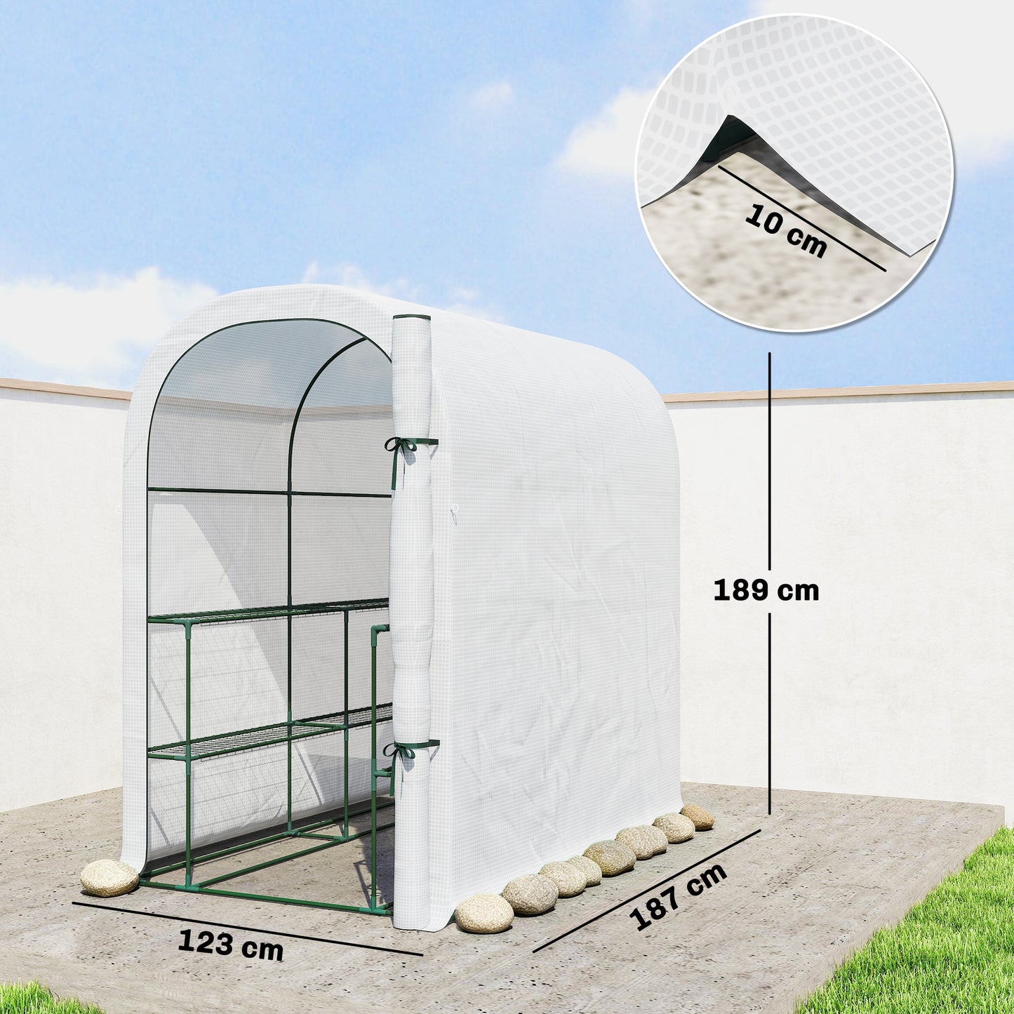 Walk-in Greenhouse with Shelves