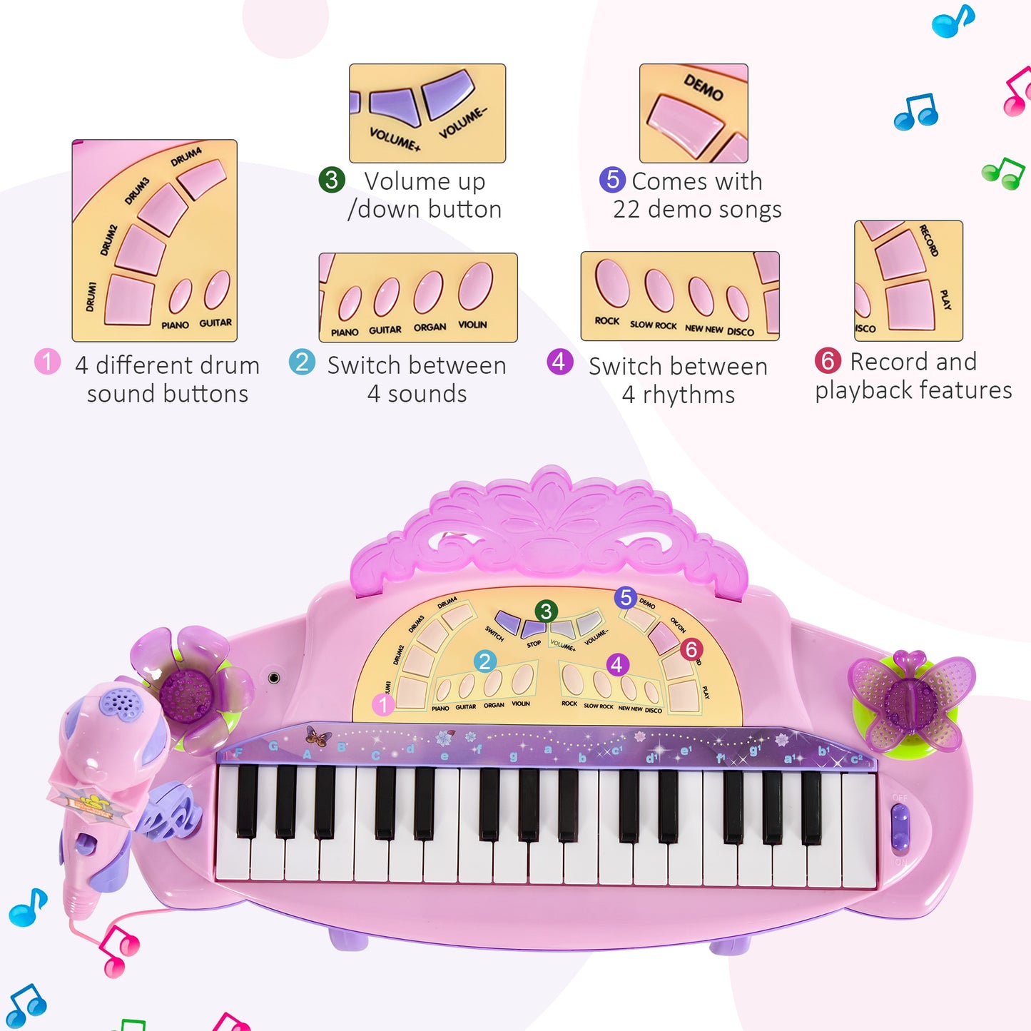 32 Keys Kids Mini Electronic Keyboard Musical Instrument