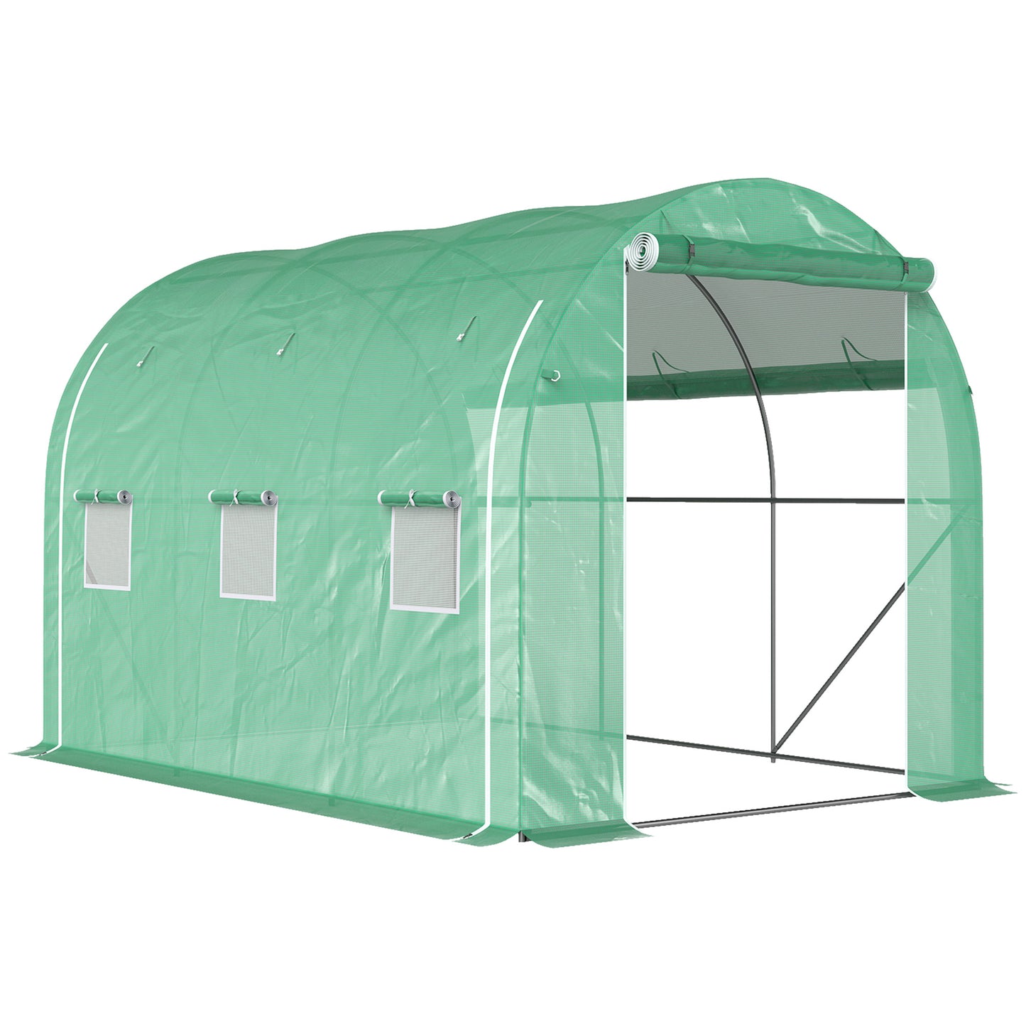 296 x 196cm Steel Frame Polytunnel Greenhouse