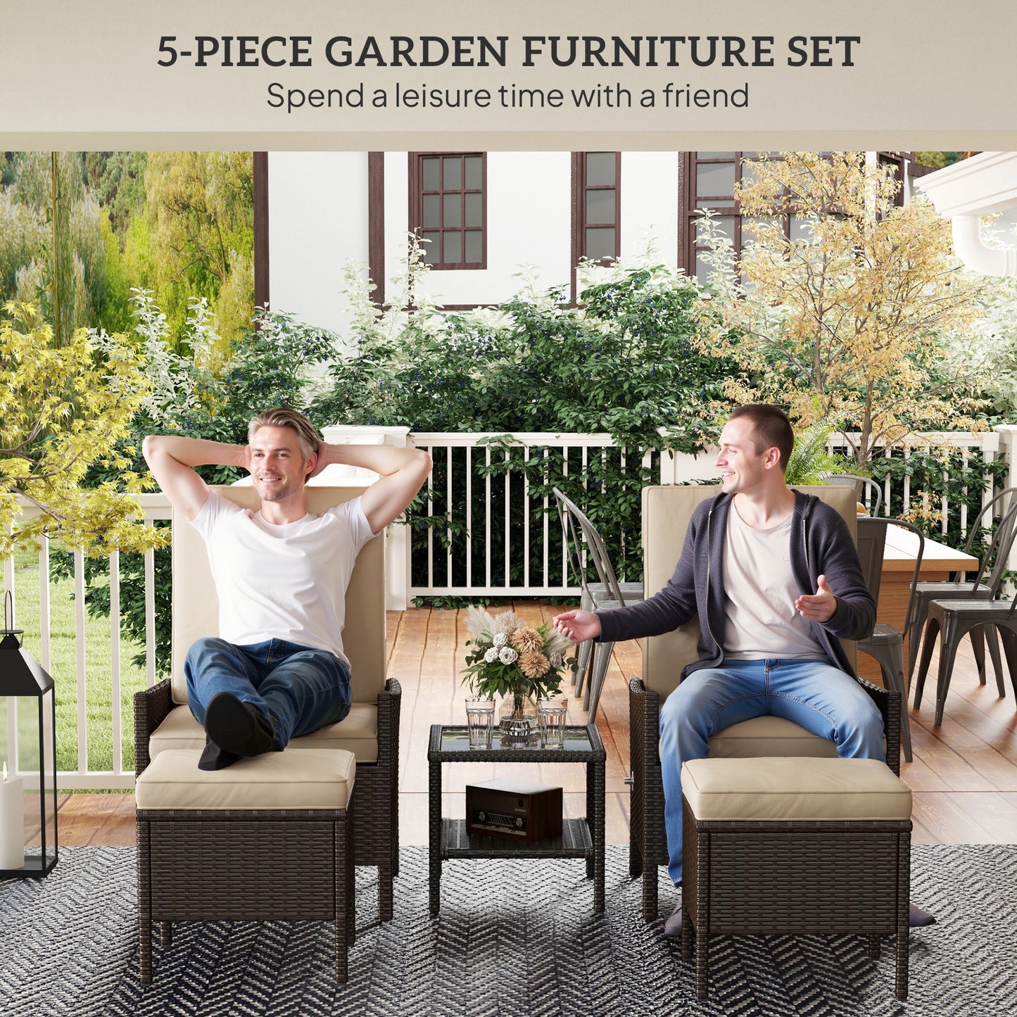 5 Piece Rattan Garden Furniture Set