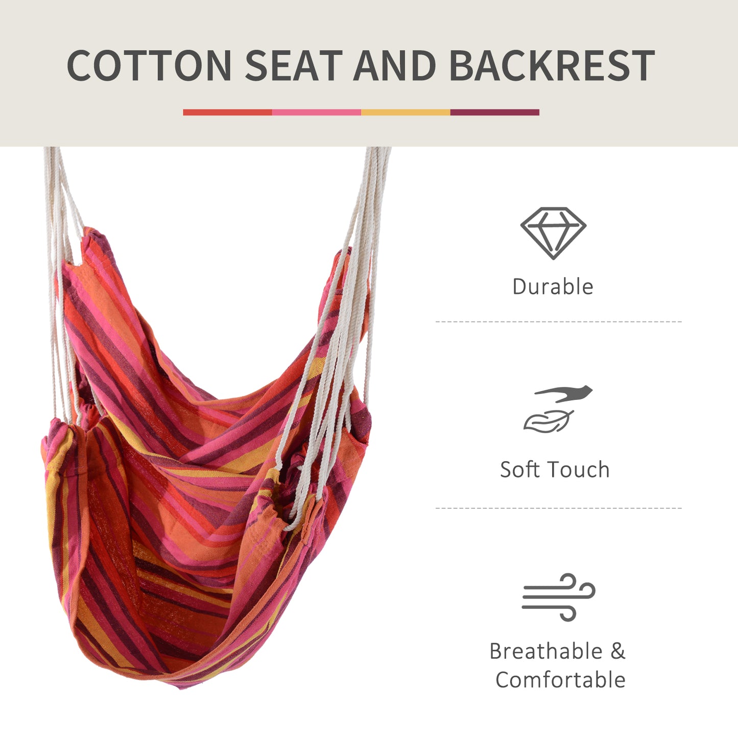 Outdoor Hanging Rope Chair with Cotton Rope
