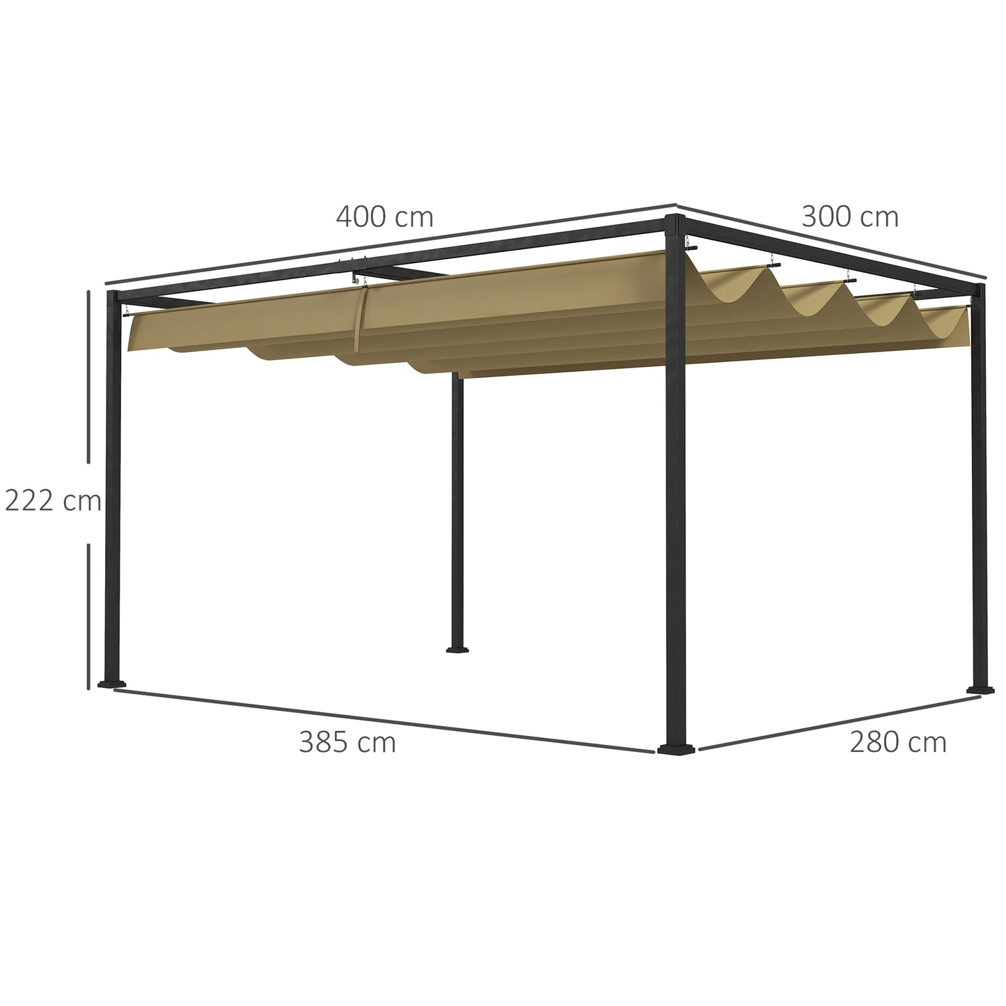 4 x 3(m) Metal Pergola with Retractable Roof