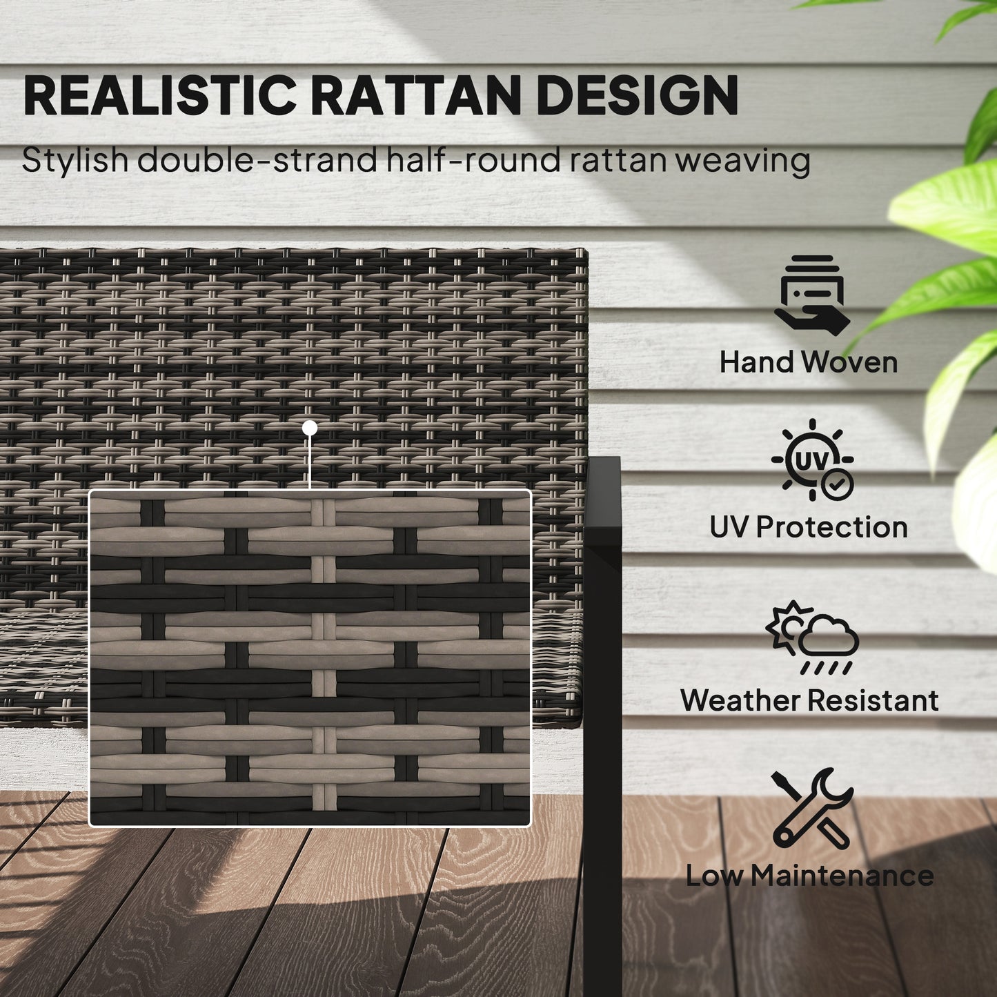 Two-Seater Rattan Bench