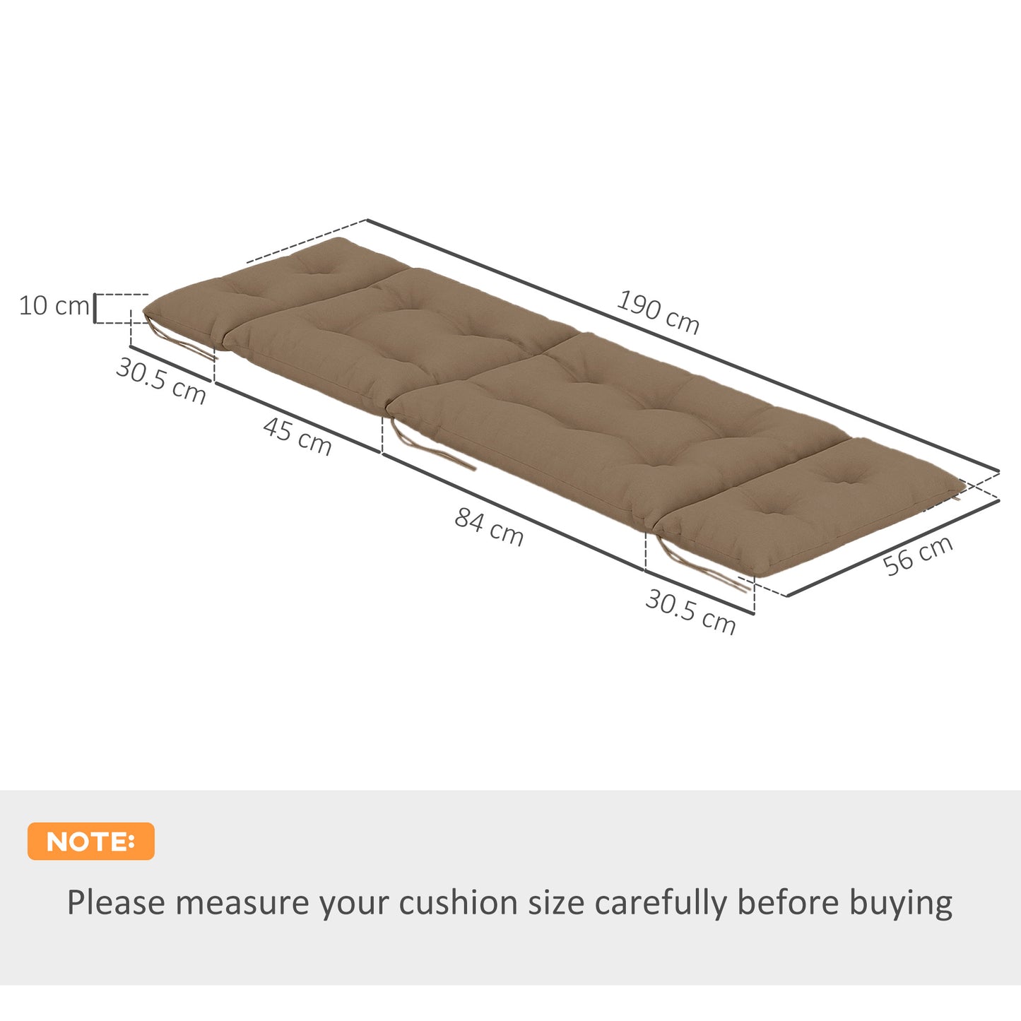 Set of Two 190 x 56cm Sun Lounger Cushions
