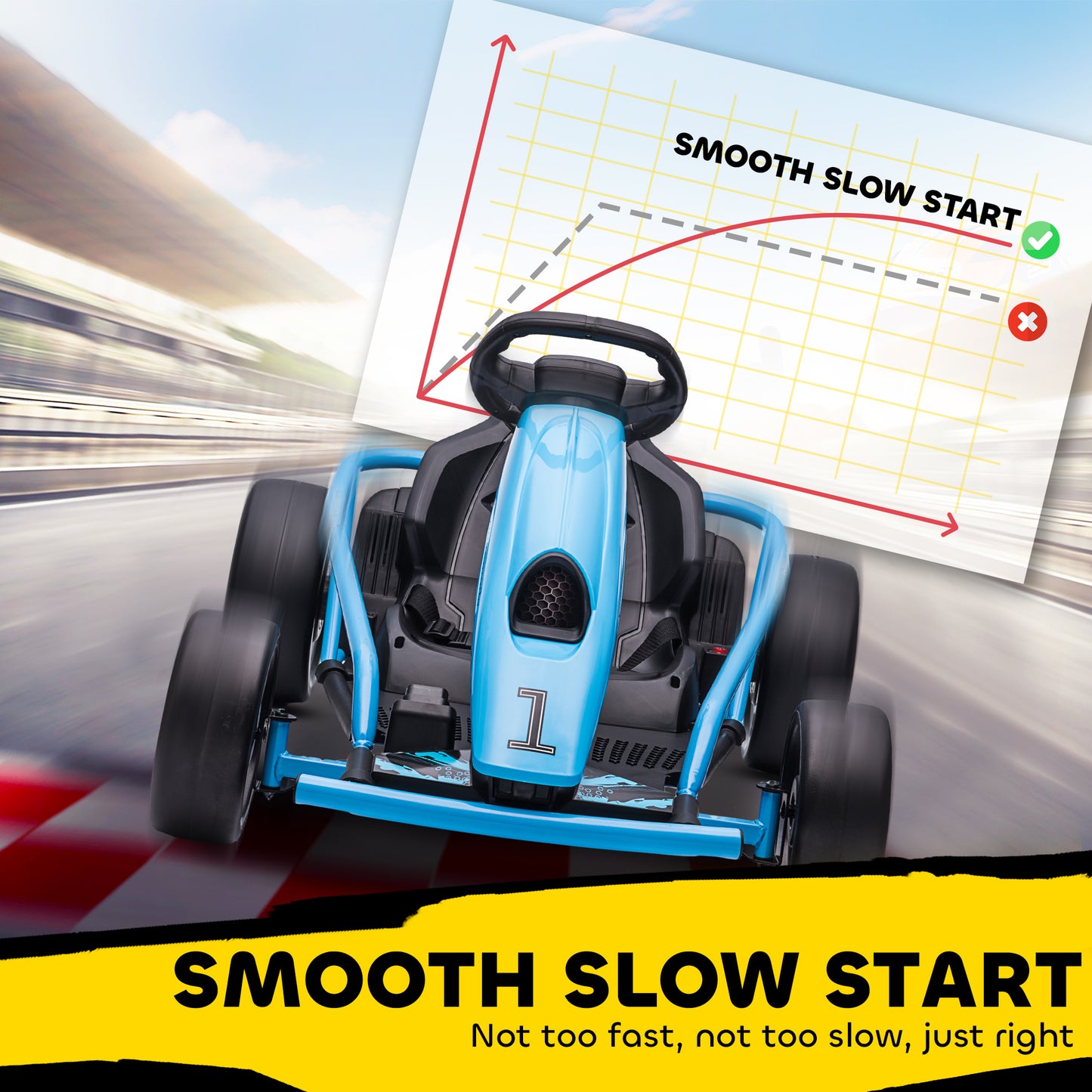 24V Drift Kart, Electric Ride-On Racing Go Kart w/ 2 Speeds