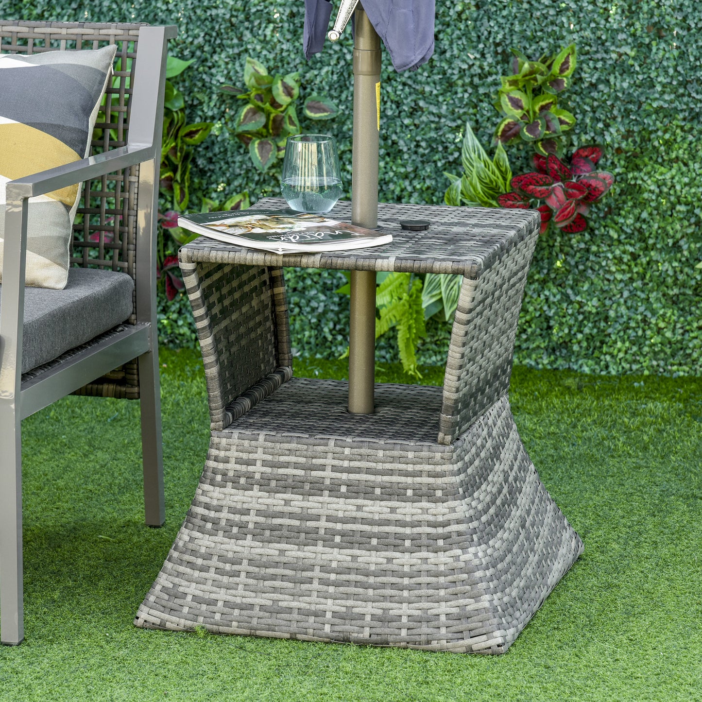 Outdoor Patio Rattan Wicker Coffee Table Bistro Side Table w/