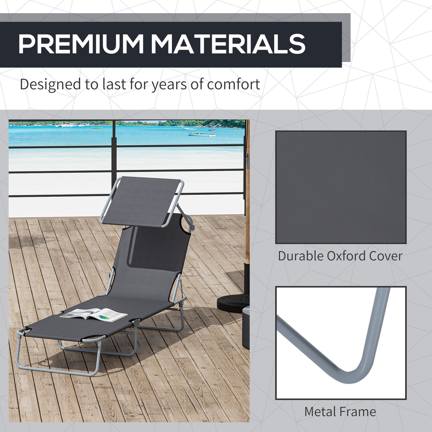 2 Pieces Outdoor Foldable Sun Lounger