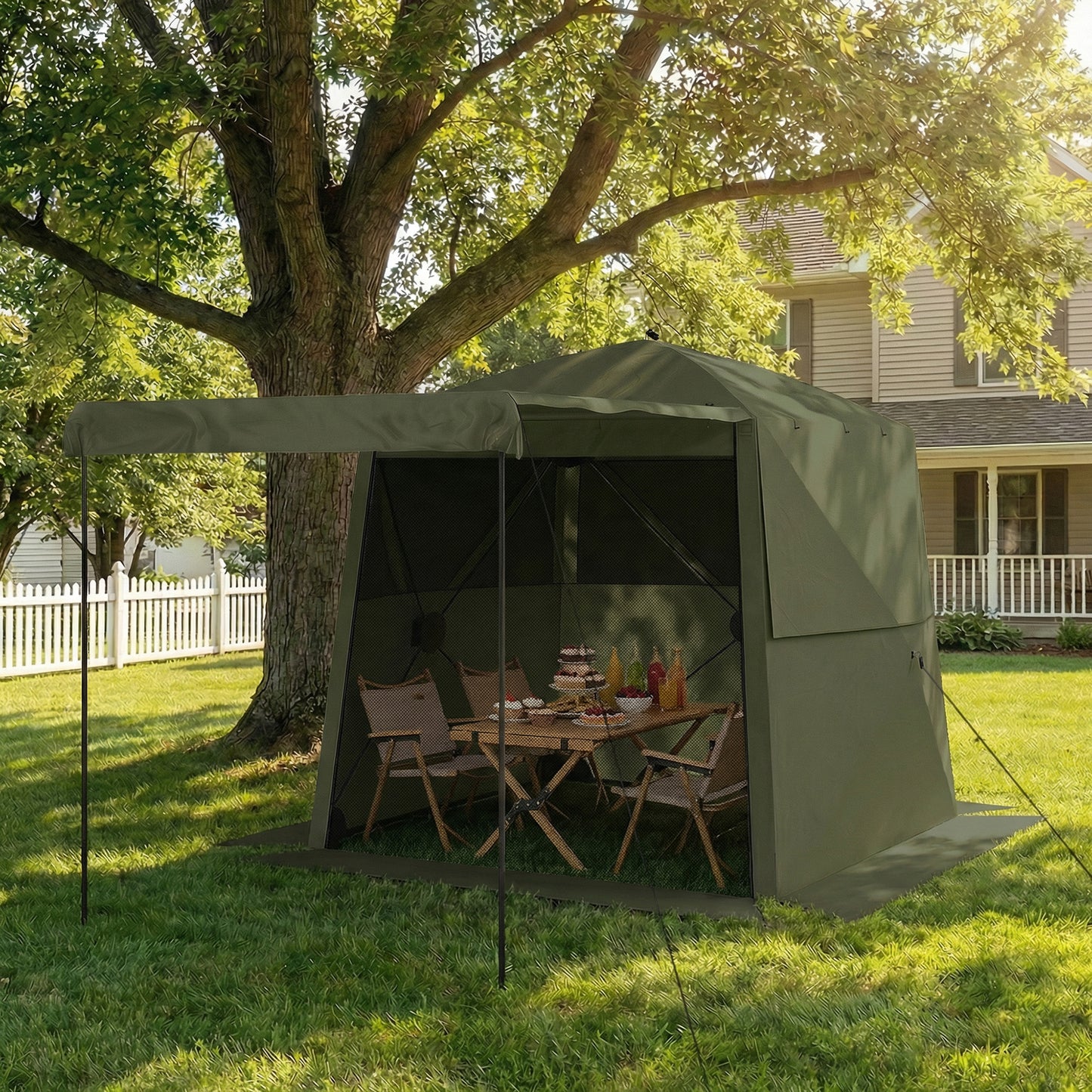 Pop Up Gazebo Waterproof Instant Shelter with Awning Mesh Windows