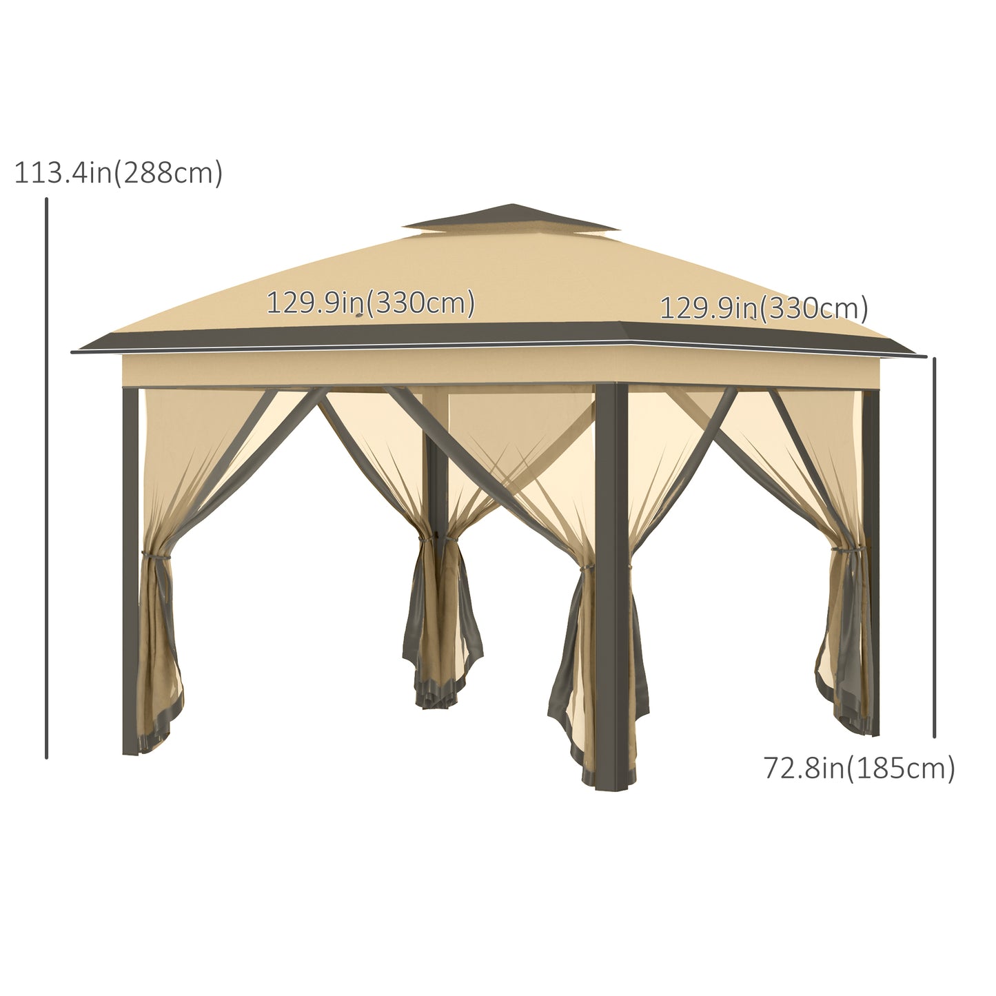 3.3 x 3.3m Pop Up Gazebo, Double Roof Foldable Canopy Tent