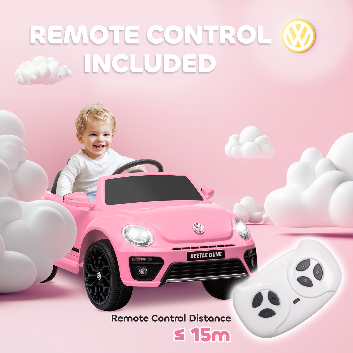 Volkswagen Beetle Licensed 12V Ride on Car w/ Remote Control