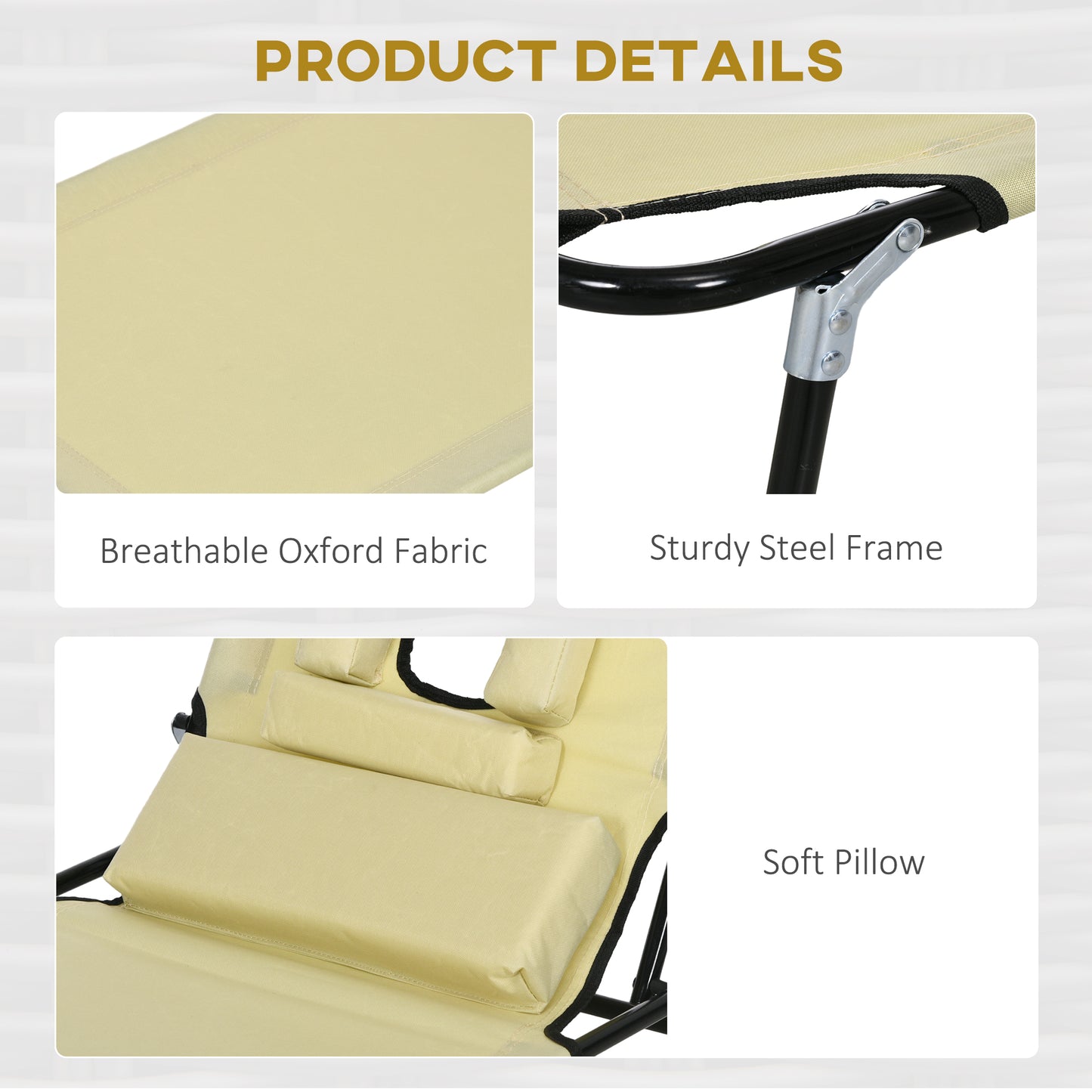 Folding Sun Loungers Set of 2 with Face Hole